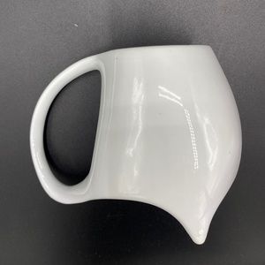 Coffee cups x 2 white porcelain, large loop handle, 2 feet. Perfect condition.